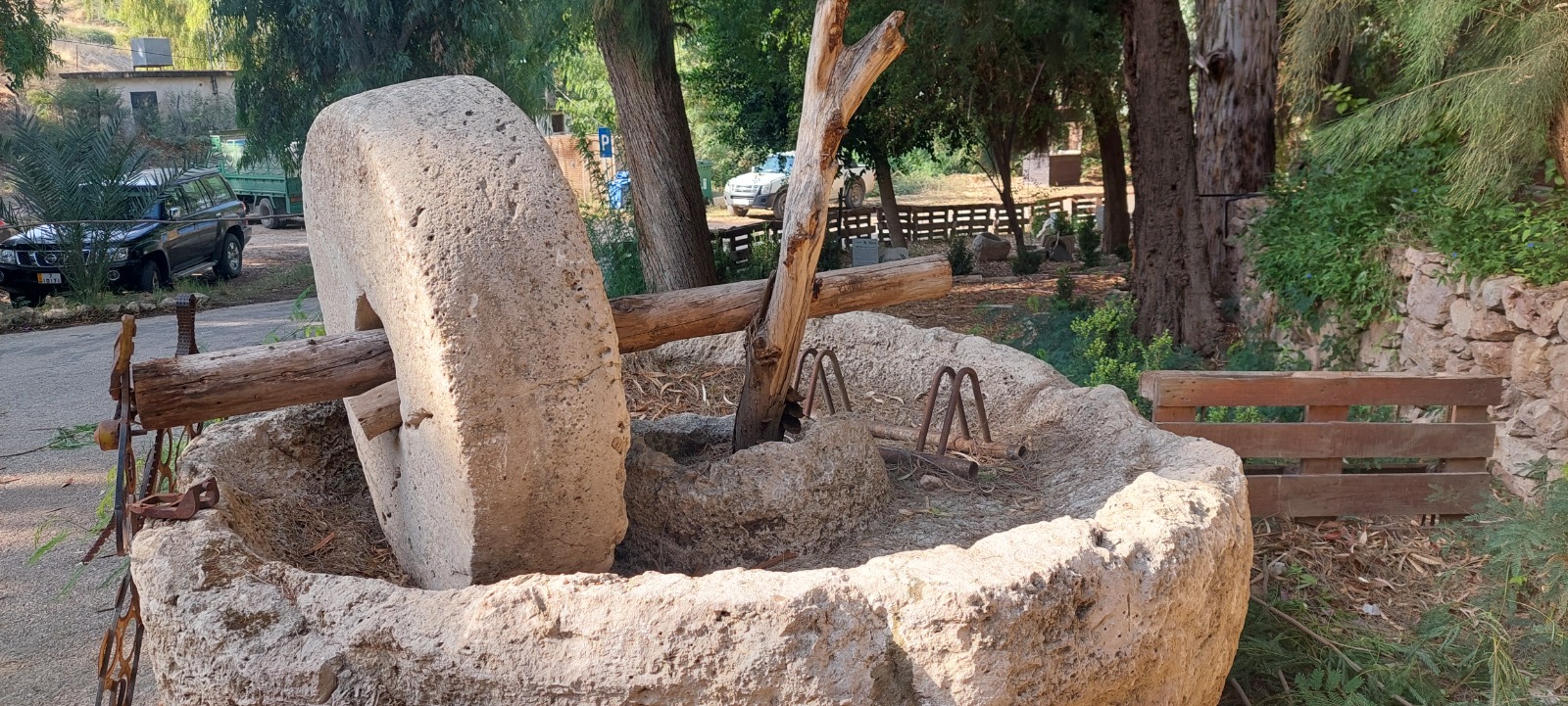 Traditional stone olive press